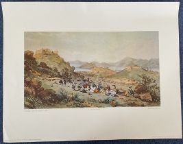 Print. Titled General View of Macau 1839 Colour Print by Auguste Borget. Measures 18 x 14 inches.