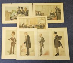 7 Vanity Fair Prints Collection. Titled:- Birth Behaviour and business. Dated 5/7/1881. Purse,