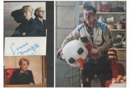 Tv Film collection of 2 colour photos. Signatures such as Emma Thompson and Danny O'Carroll. Good