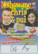Multi signed Chris Jarvis and Pui Fan Lee leaflet. Show me CBeebies' favourite double act is