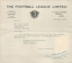 Alan Hardaker Signed TLS Dated 15th May 1958 on The Football League Ltd Headed Paper. Signed in blue