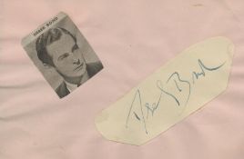 Derek Bond signed autograph page include a small black & white cut out picture. was a British actor.