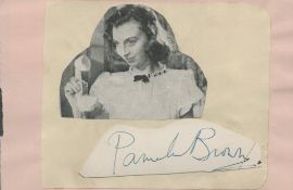 Pamela Brown signed autograph page include a black & white cut out picture. Was a British actress.