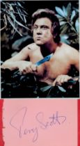 Terry Scott signed 5x3 album page and colour 6x5 colour Carry on photo. Good condition. All