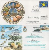 Air Chief Marshal Sir Michael Graydon, Grp Cptn Bremner and Sqdn Ldr Embleton signed covers. Good