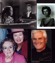 Tv Film collection of 4 signed photos. Signatures such as Janina Faye, Eden Kane, Thora Hird and