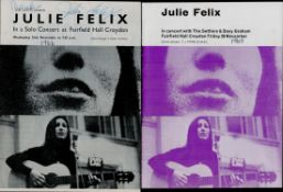 Julie Felix collection includes 1, signed 1966 programme signature on cover and another unsigned