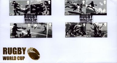 Rugby Union World cup Unsigned FDC double PM Rugby World Cup 18th Sept 2015 Twickenham London.