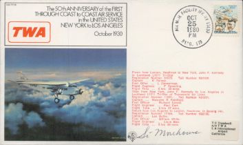 Cpt. Silas Morehouse signed FDC 50th Anniversary of the First Through Coast o Coast Air Sercice in