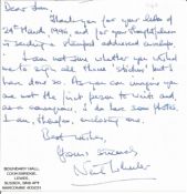 WW2 BOB fighter pilot Neil Wheeler hand written letter. Good condition. All autographs come with a