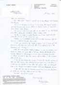 WW2 BOB fighter pilot Hugh Heron 266 sqn signature piece and copy letter with biography details