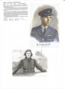 WW2 BOB fighter pilot Byron Duckenfield signed photo with biography details fixed to A4 page. Good