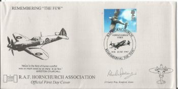 WW2 BOB fighter pilot Paul Farnes 501 sqn signed RAF Hornchurch cover with biography info fixed to