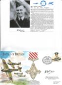 WW2 BOB fighter pilot Eric Parkin 501 sqn signed BOB cover with biography details fixed to A4