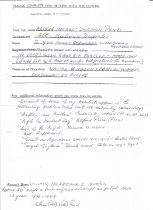 WW2 BOB fighter pilot Arthur Pond 601 sqn A4 hand written biography sheet with career info. Good