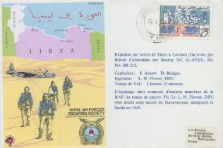 RAFES SC23a Escape from Libya Flown FDC (Royal Air Forces Escaping Society) with 25m Tunisienne