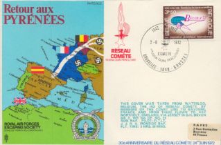 RAFES SC2 Retour aux Pyrenees Flown FDC (Royal Air Forces Escaping Society) with 3F50 Belgium