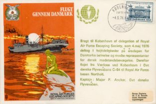 RAFES SC15a Escape from Denmark Flown FDC (Royal Air Forces Escaping Society) with 100ore Danish