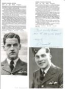 WW2 BOB fighter pilot George Swanwick 54 sqn signature piece with biography info fixed to A4 page.