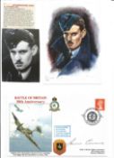 WW2 BOB fighter pilot James Coward 19 sqn signed 50th ann BOB cover with biography details fixed