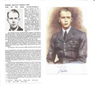 WW2 BOB fighter pilot Robert Doe 234 sqn signed photo with biography info fixed to A4 page. Good