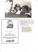 WW2 BOB fighter pilot Leonard Davies 151 sqn signed bookplate with biography details fixed to A4