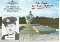 WW2 BOB fighter pilots William Read 603 sqn signed BOB memorial postcard and signed piece with