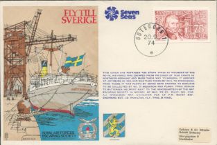 RAFES SC9a Escape to Sweden Flown FDC (Royal Air Forces Escaping Society) with 75c Swedish Stamp