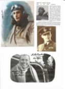 WW2 BOB fighter pilot Percival Beake 64 sqn signed photo with biography details fixed to A4 page.