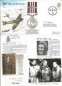 WW2 BOB fighter pilot Frederick Sutton 264 sqn signature piece, Clive Hilken 74 sqn signed BOB cover