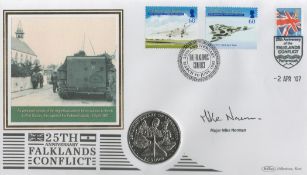 Mjr Mike Norman signed 25th anniv Falklands Conflict FDC. Good condition. All autographs come with a