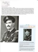 WW2 BOB fighter pilot Ian Dunn 235 sqn signature piece with biography details fixed to A4 page. Good