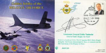 Lt General Guido Vanhecke Signed Golden Jubilee of the Belgian Air Force FDC with Brussels Stamp and