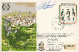 RAF WW2 Captain Flt Lt R M Eastment signed Ritorna Indietro In Italia flown FDC. Stamp 200