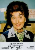 June Brown signed Promo. Colour Photo 6x4 Inch. 'Role as Dot Branning EastEnders'. Good condition.
