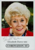 Elizabeth Dawn signed Promo photo 'Coronation Street'. Good condition. All autographs come with a
