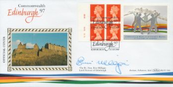 Rt Hon Eric Milligan signed Commonwealth Edinburgh 97 FDC. 21/10/97 Edinburgh postmark. Good