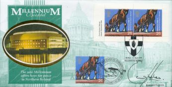Eamonn Holmes signed Millennium booklet FDC. Double postmarked. 21/9/99 Belfast and 7/9/99