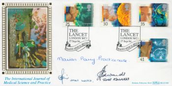 John Lewis, John Edwards and Marian Parry signed The Lancet FDC. 27/9/94 London WC1 postmark. Good