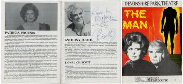 Anthony Booth signed Theatre programme page 'The Man'. Dedicated. Good condition. All autographs