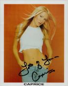 Caprice signed Colour Photo 10x8 Inch. Caprice Bourret. Dedicated. Good condition. All autographs