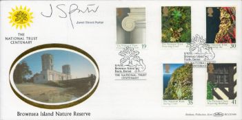 Janet Street Porter signed National Trust Centenary FDC. 11/4/95 Brownsea Island postmark. Good