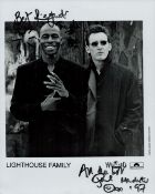Multi Signed Tunde Baiyewu & Paul Tucker Black & White Promo. Photo. 10x8 Inch. 'Lighthouse Family'.