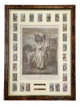 Cries of London print painted by F Wheatley mounted in frame with Title Cries of London Cards