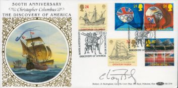 Chay Blyth signed Christopher Columbus FDC. 7/4/92 Greenwich postmark. Good condition. All