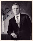 Frank Borman signed NASA original 10x8 inch black and white photo pictured in suit dedicated. Good