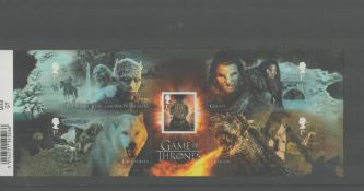 Game of Thrones Miniature Sheet 4 Mint first class stamps. Approx. Size 8x3. Good condition. All