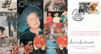 The Rt Hon Betty Boothroyd MP Signed The Queen Mothers Century FDC. British Stamp with Year 2000