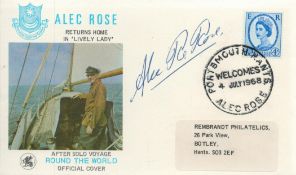 Sir Alec Rose Signed Alec Rose First Day Cover. British Stamp with 4 July 1968 Postmark.. Good