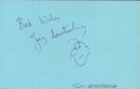 Tony Armatrading Signed 5.5 x 3.5-inch Blue Autograph Card. Signed in blue biro with Doodle drawing.